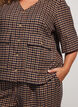 Bluse med ruter og brystlommer, Brun, Model image number 3