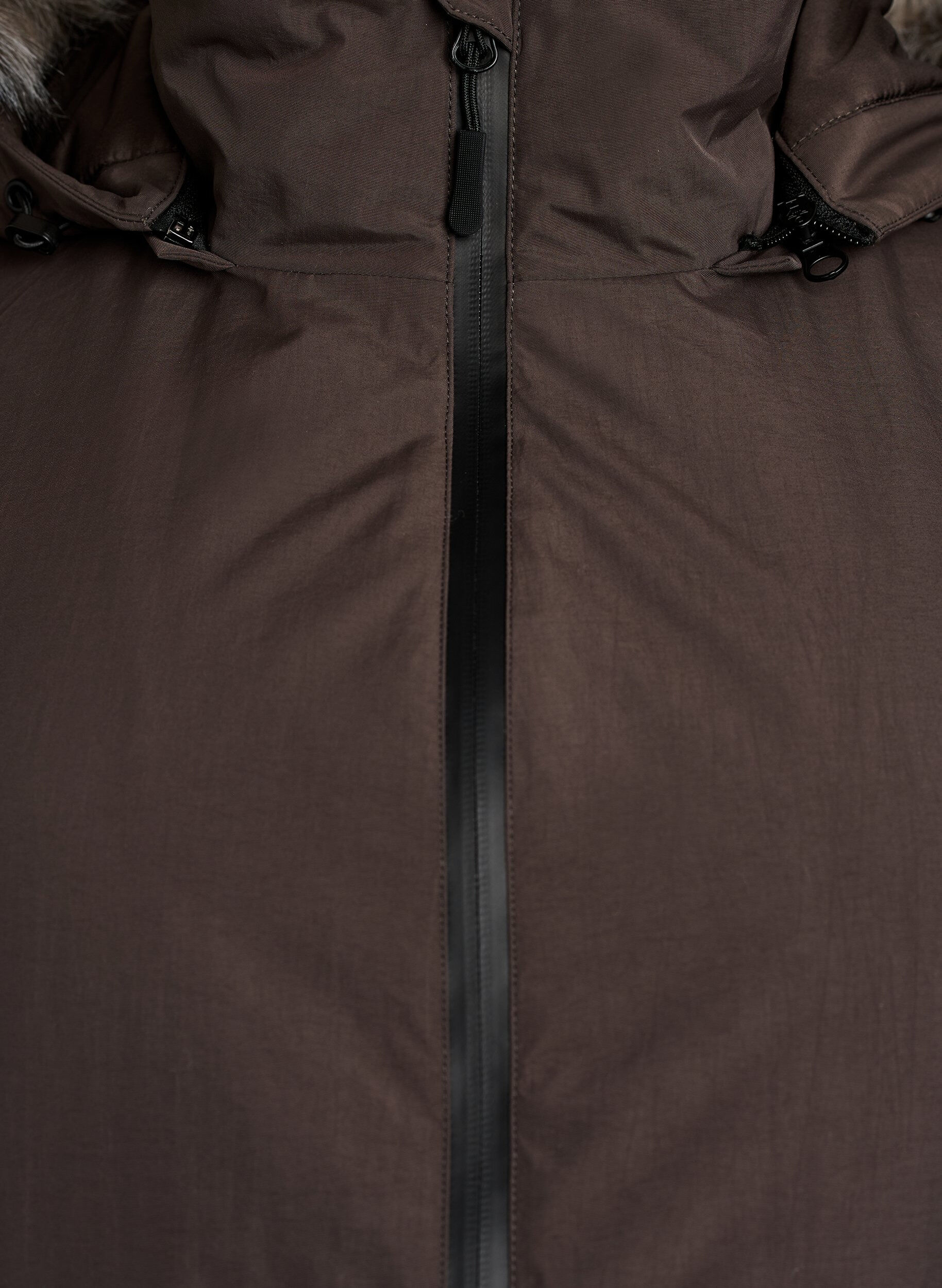 ZizziVanntett parkas med hette, Brun, Packshot image number 2