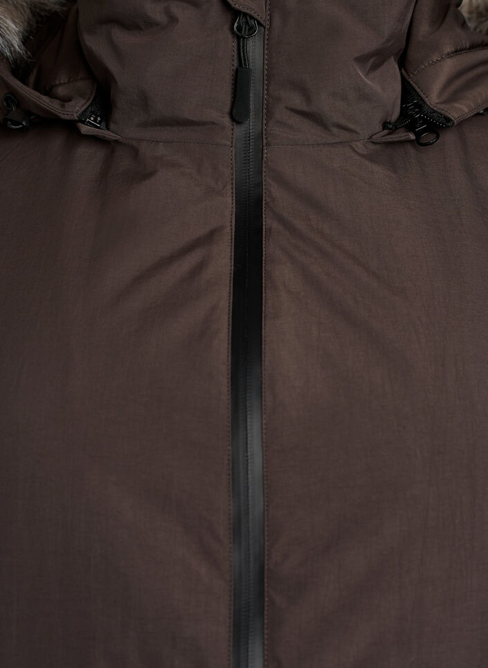 Vanntett parkas med hette, Brun, Packshot image number 2