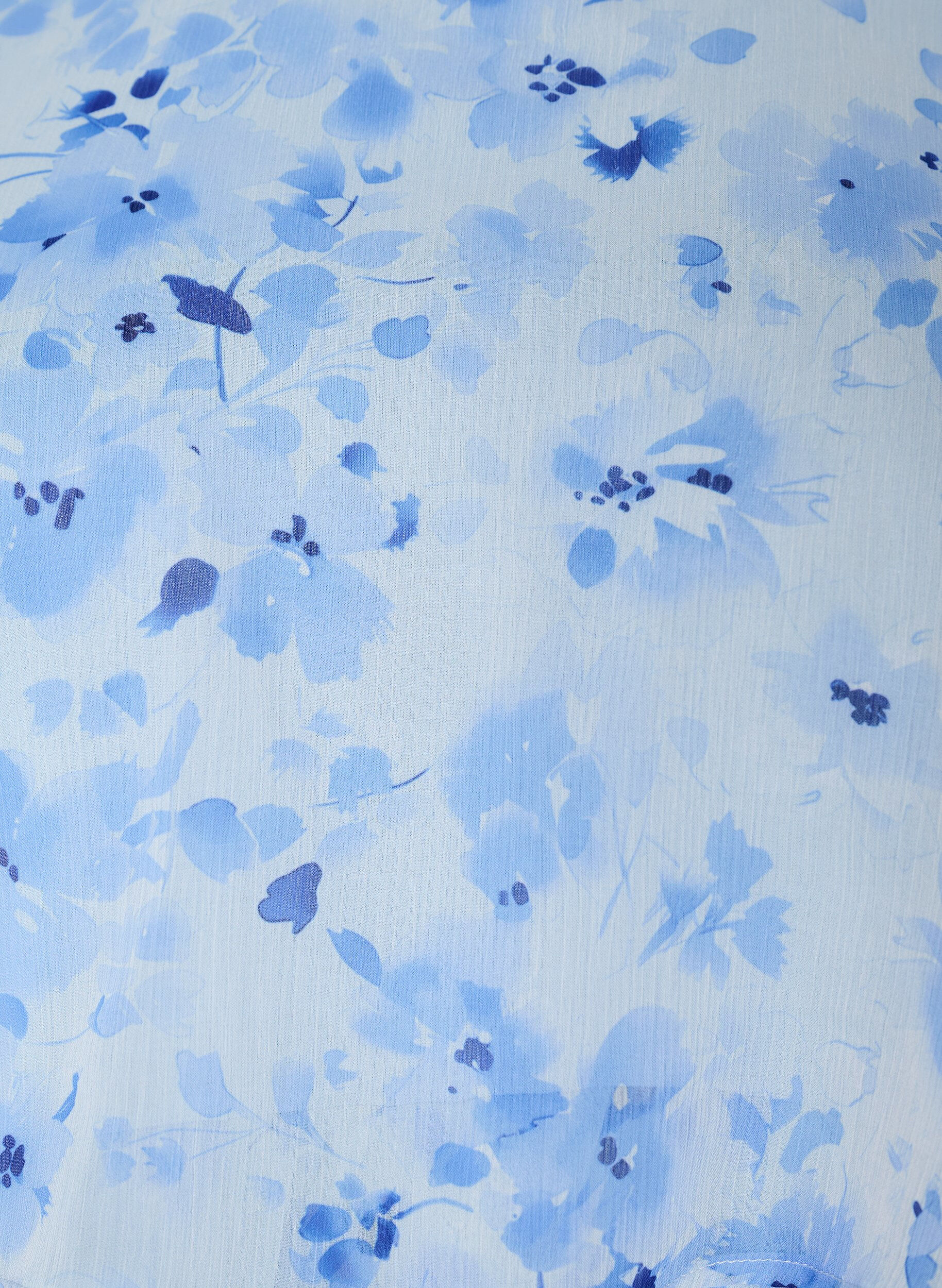 ZizziKort kjole i chiffonlook med blomsterprint og volanger, Bl&aring;, Packshot image number 2