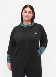Treningscardigan med hette, Black, Model