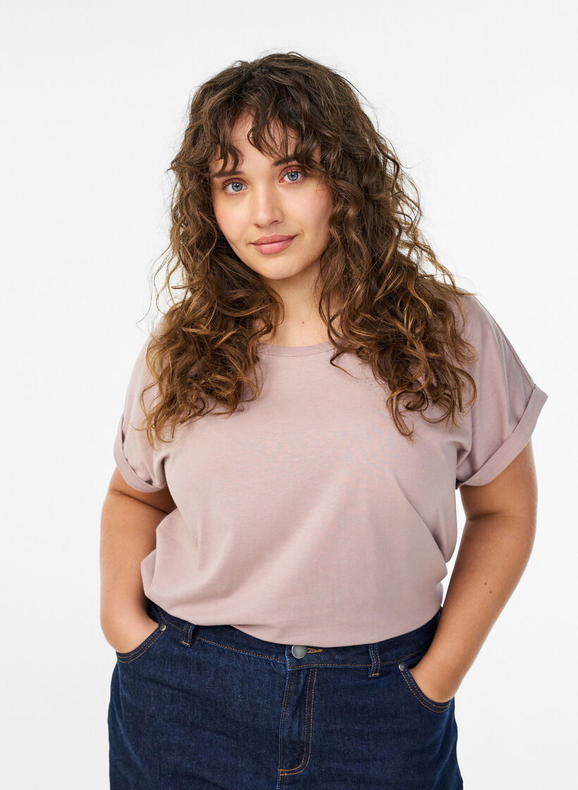 Kortermet T-skjorte i bomullsblanding, Rosa, Model image number 0