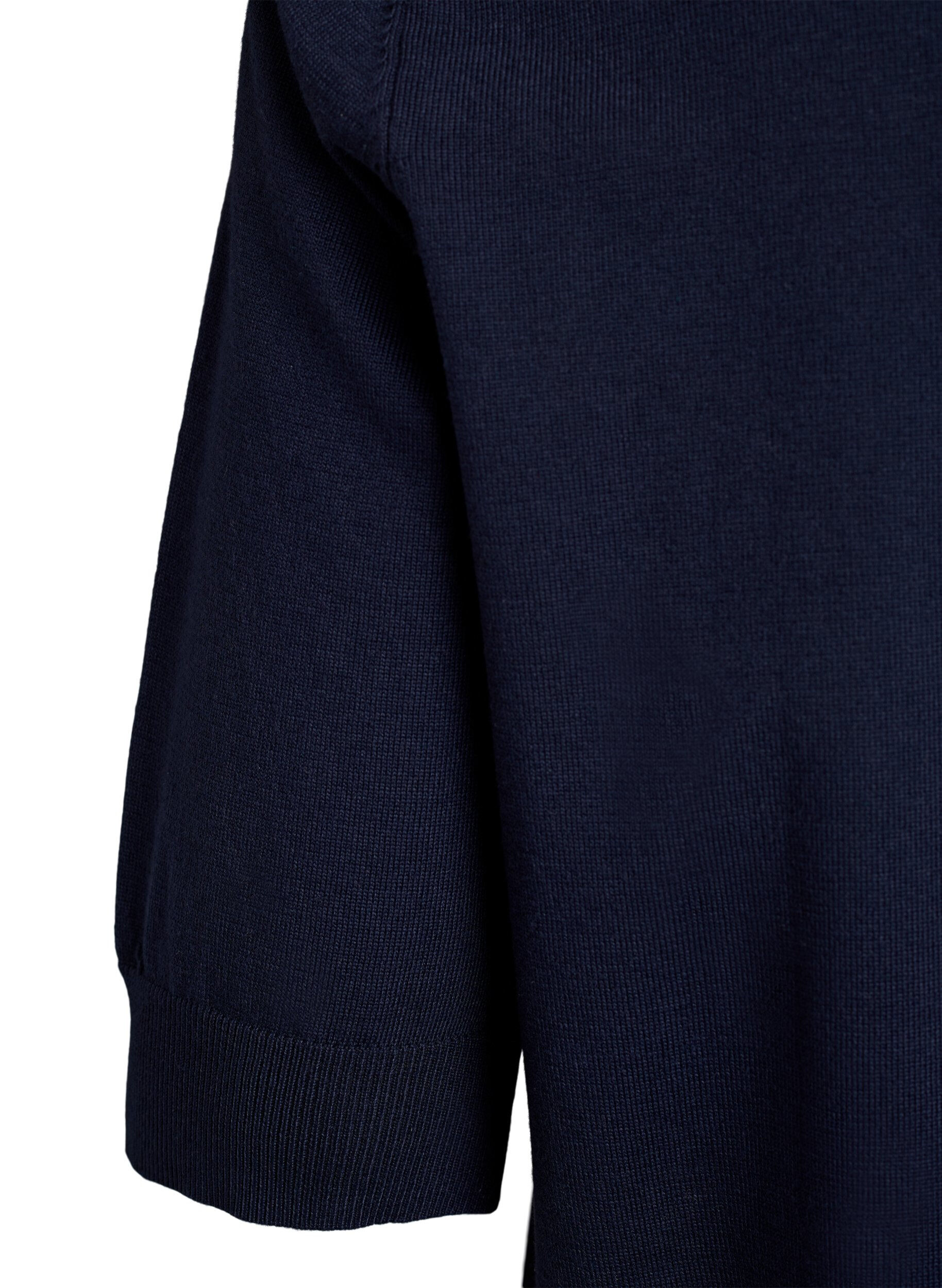 ZizziFinstrikket bluse med korte ermer, Bl&aring;, Packshot image number 3