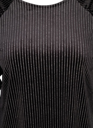 Bluse med rynkedetaljer og dekorativ strass, Black w. Silver, Packshot image number 2