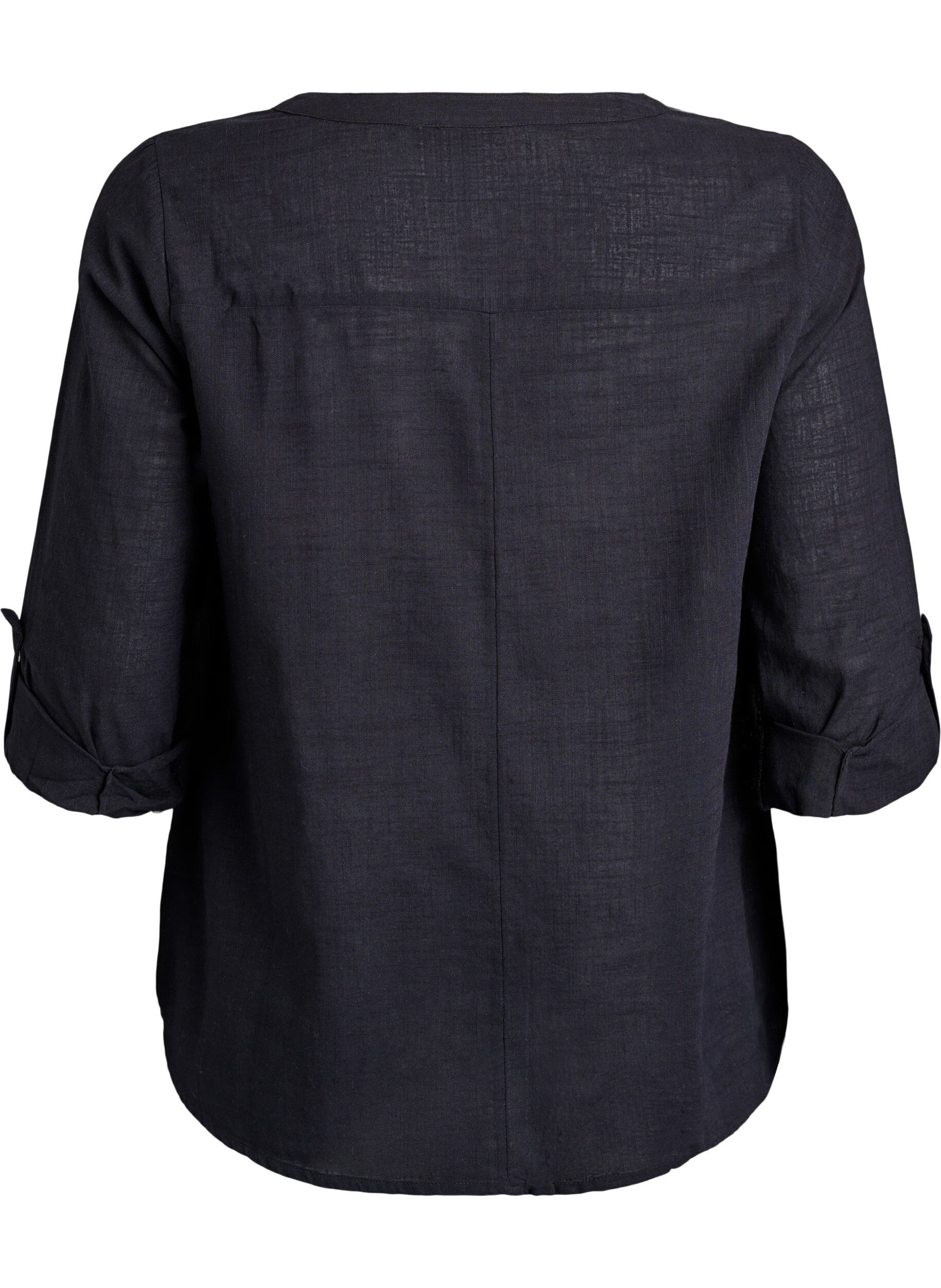 ZizziBluse i bomull med V-hals, Svart, Packshot image number 1