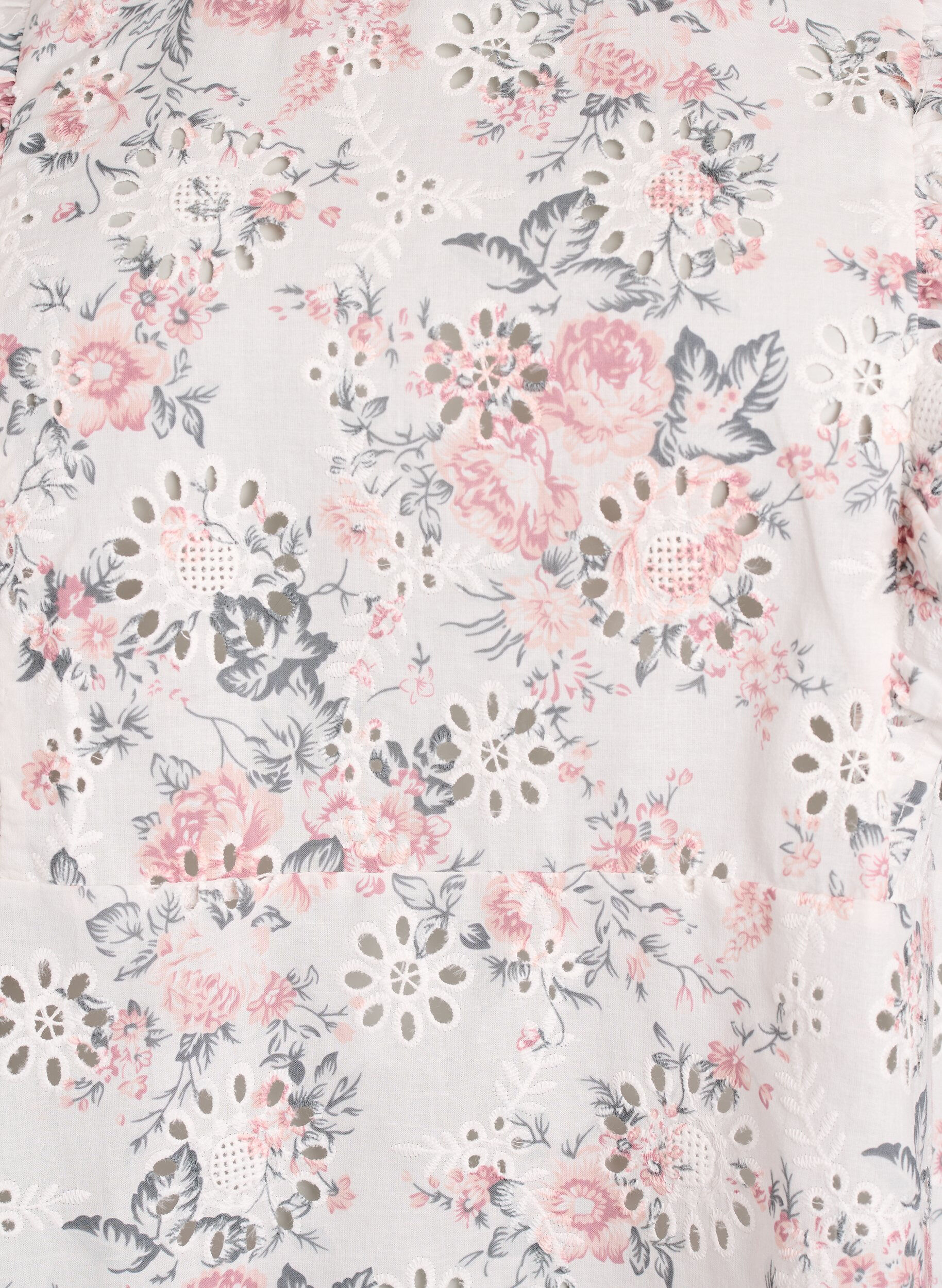 ZizziBluse i bomull med broderie anglaise og volanger, Rosa, Packshot image number 2