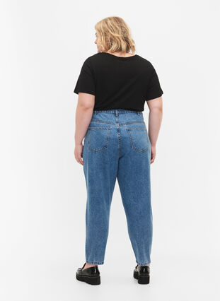 Cropped Mille jeans med høyt liv, Light blue denim, Model image number 1