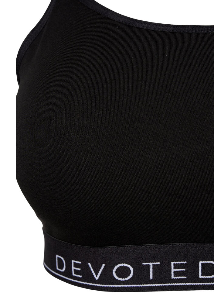 BH i bomull med justerbare stropper, Svart, Packshot image number 2