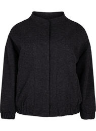 Bomberjakke i ullook med lommer, Dark Grey Melange