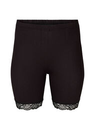 Sykkelshorts med blondekant, Svart