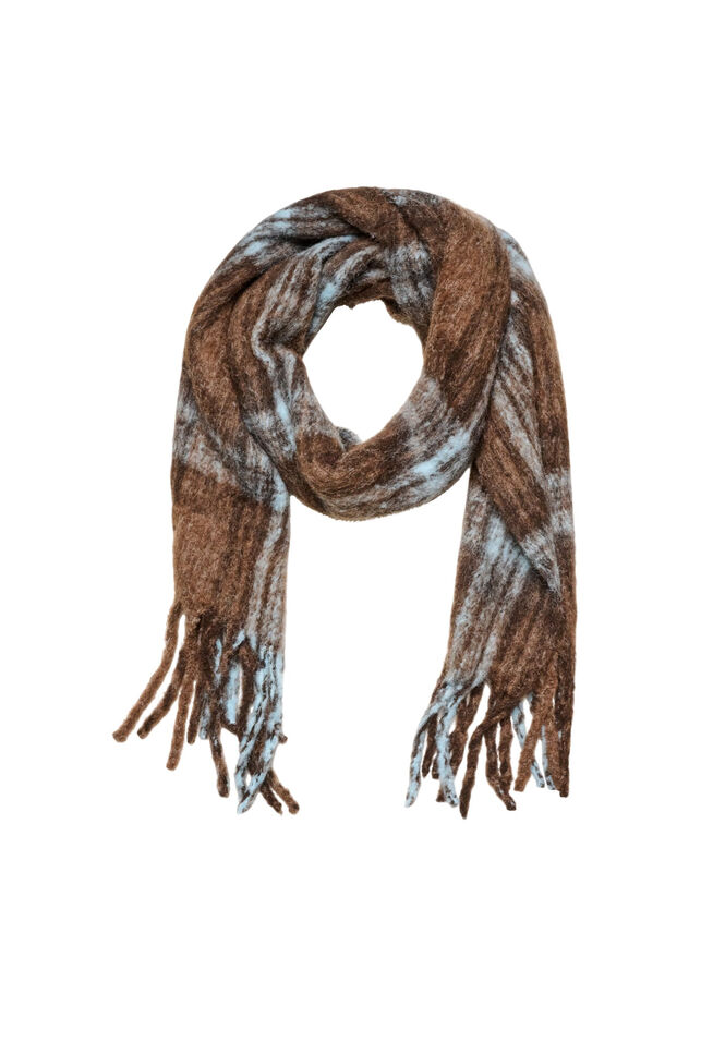Myk skjerf med frynser, Brun, Packshot image number 0