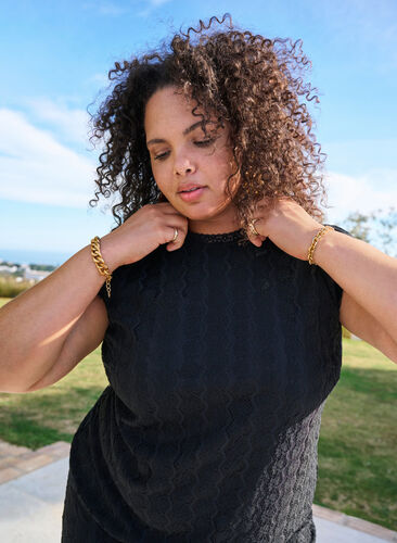 Zizzi Blondetopp med volangdetaljer, Svart, Image image number 0