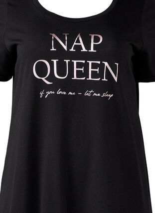 Zizzi Kortermet nattkjole i økologisk bomull, Svart, Packshot image number 2