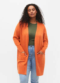 Melert strikket cardigan med lommer, M.Orange w.White Mel, Model