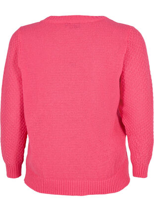 Strikkegenser med blomsterdetaljer, Hot Pink, Packshot image number 1
