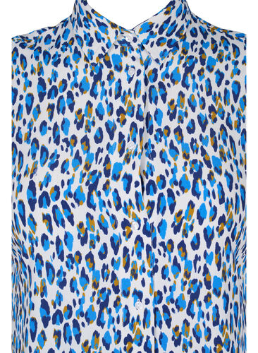 Kortermet midikjole i viskose, Blue Leo AOP, Packshot image number 2