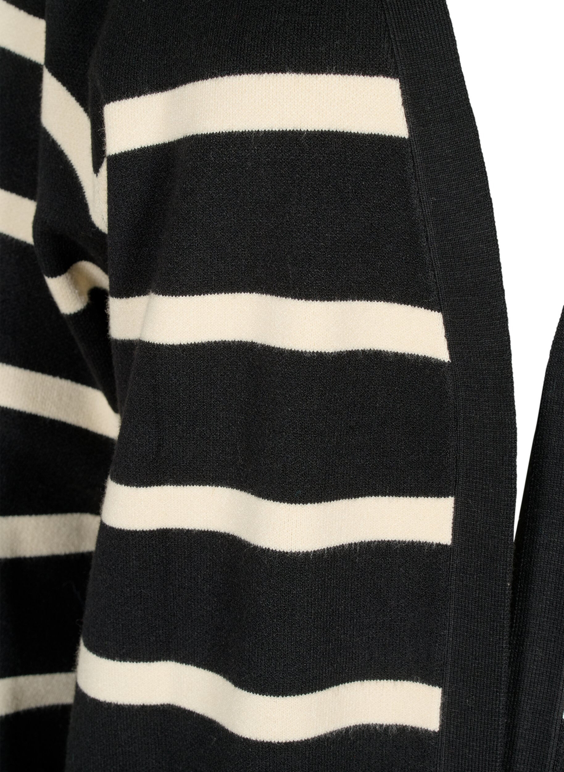 Zizzi Strikket cardigan med striper i viskoseblanding, Black w. Birch, Packshot image number 2