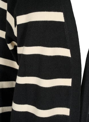Zizzi Strikket cardigan med striper i viskoseblanding, Black w. Birch, Packshot image number 2