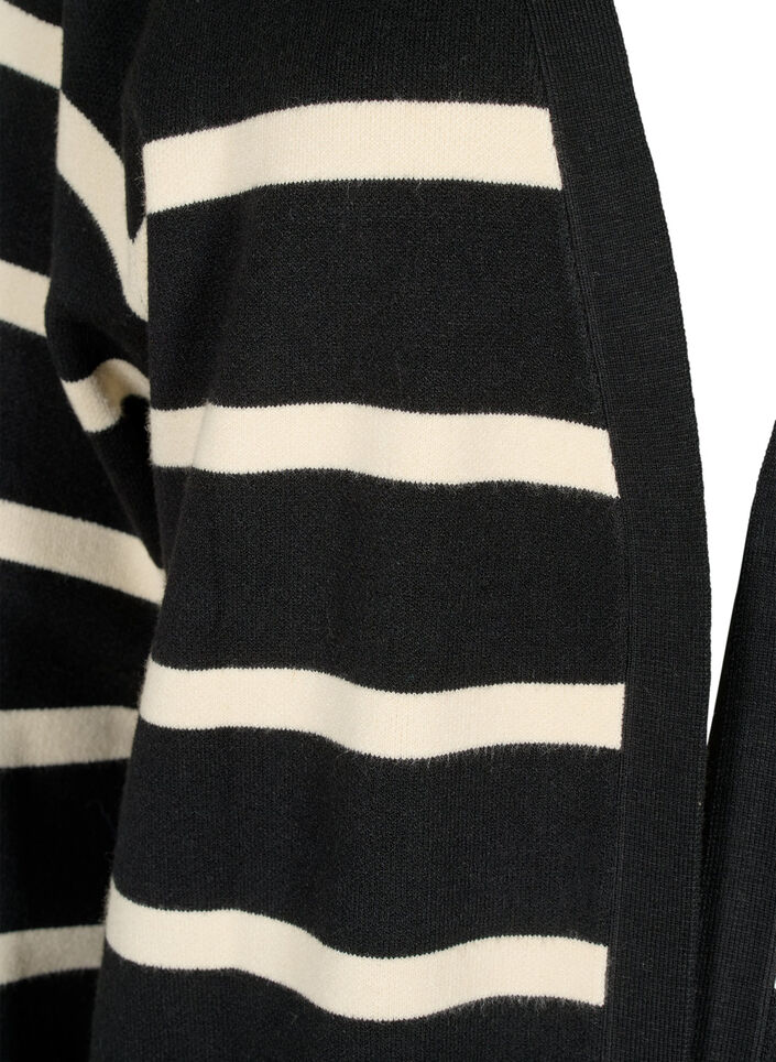 Strikket cardigan med striper i viskoseblanding, Black w. Birch, Packshot image number 2