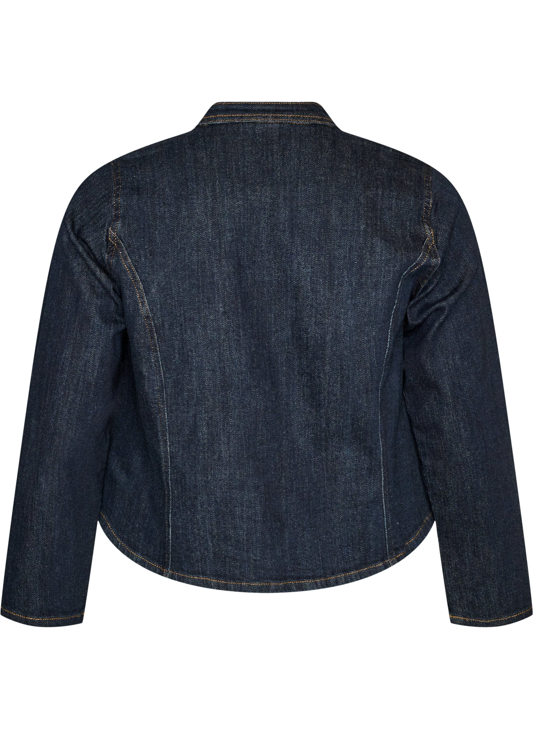 ZizziFigurn&aelig;r denimjakke med glidel&aring;s, Bl&aring;, Packshot image number 1