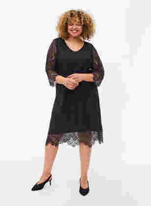Blondekjole med 3/4-ermer, Black, Model