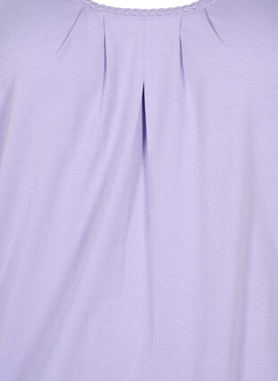 Bomullstopp med rund hals og blondekant, Lavender, Packshot image number 2