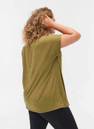 Ensfarget T-skjorte til trening, Olive Drab, Model image number 1