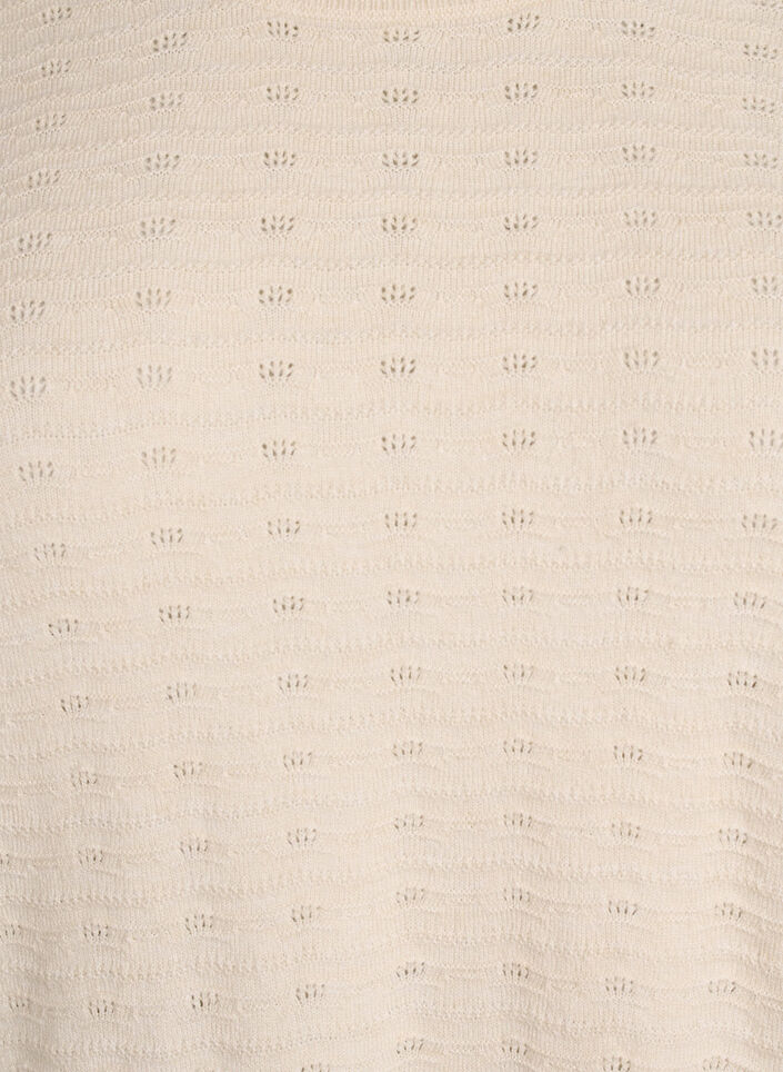 Strikkebluse med teksturert m&oslash;nster og korte ermer, Beige, Packshot image number 2