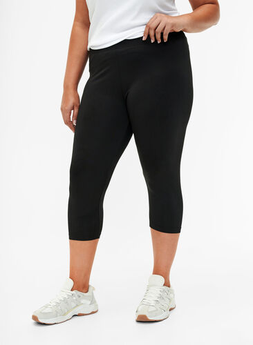 Zizzi 2-pack leggings med 3/4 lengde, Svart, Model image number 0