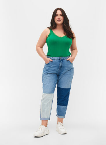 Topp med blonder, 2 stk., Navy B/Jolly Green, Model image number 2