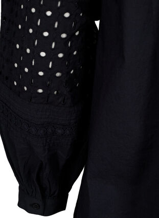 Bluse med lange ermer og dekorative detaljer, Black, Packshot image number 3