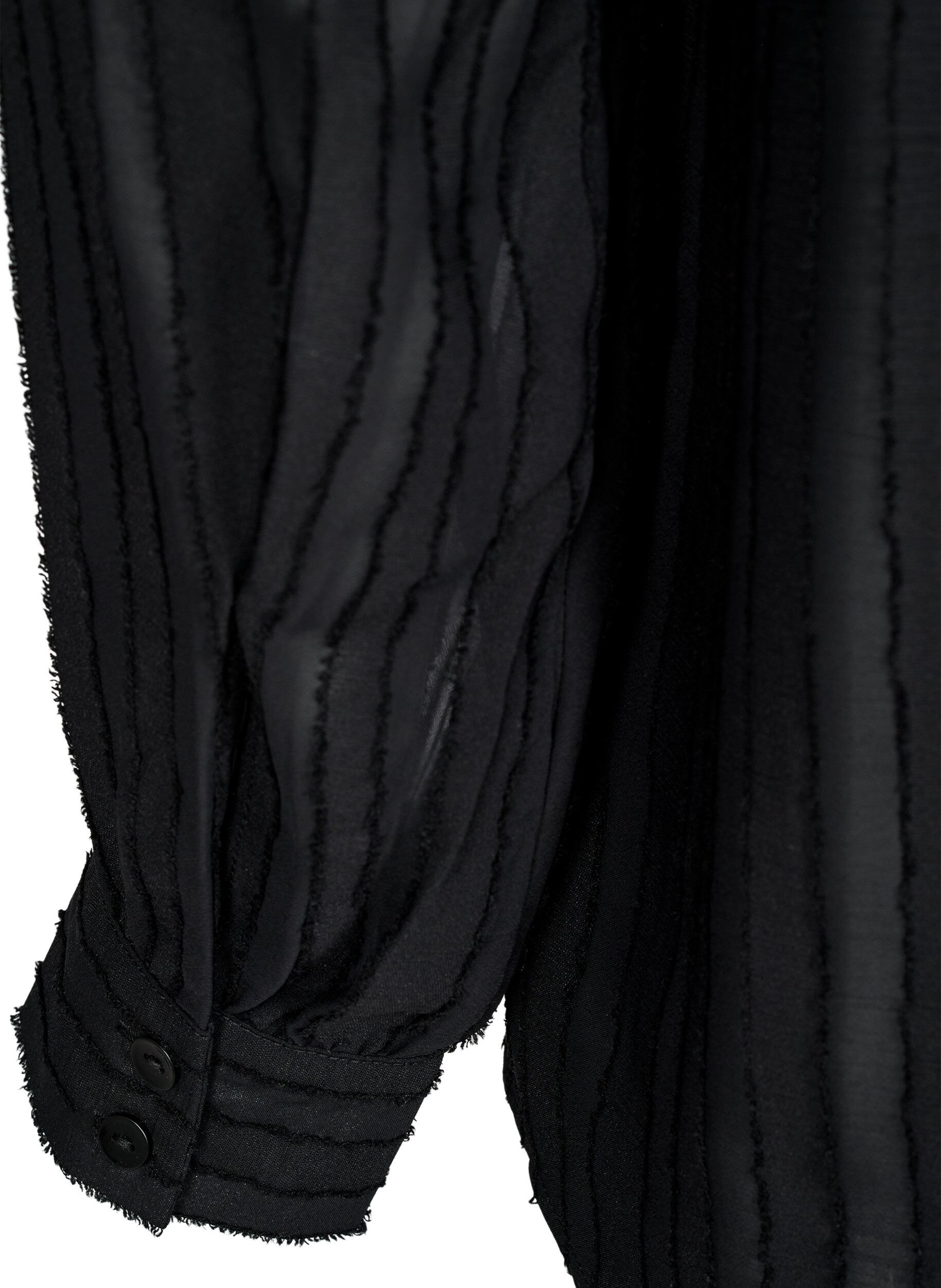 Zizzi Stripete skjortebluse med gjennomsiktige striper, Svart, Packshot image number 3