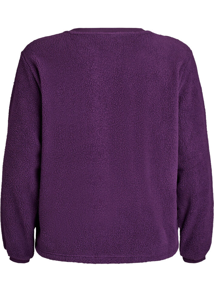 Myk genser i teddy-fleece, Lilla, Packshot image number 1