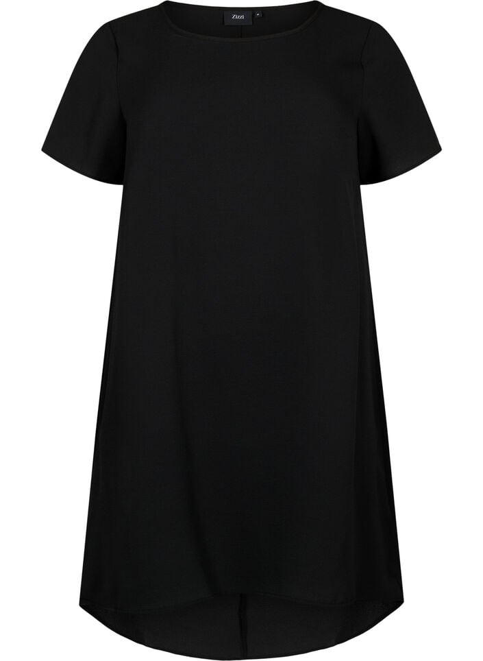 Kjole med korte ermer, Svart, Packshot image number 0