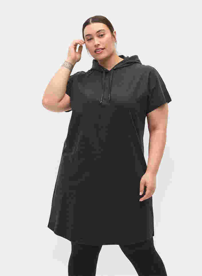 Kjole med hette og korte ermer, Black DGM ASS, Model