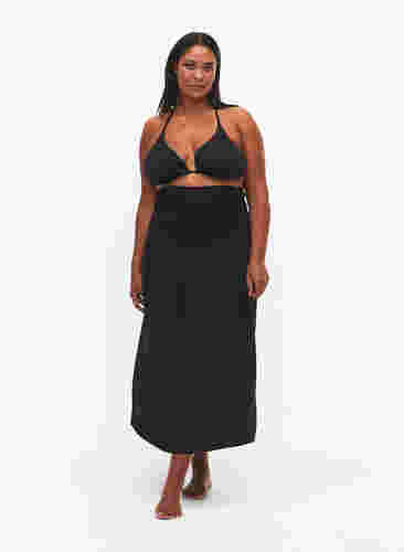Strandkjole i viskose med overdel i smock, Black, Model image number 3
