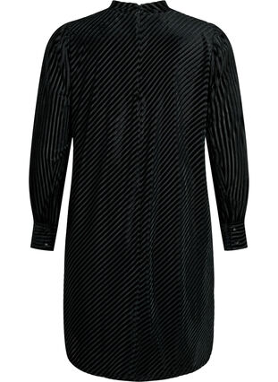 Strukturmønstret kjole i velur, Black, Packshot image number 1