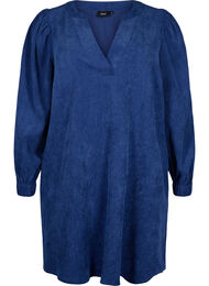 Kort fløyelskjole med lange ermer, Sodalite Blue