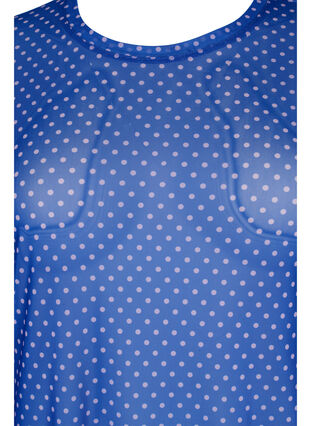 Mesh bluse med mønster, Classic Blue Dot, Packshot image number 2