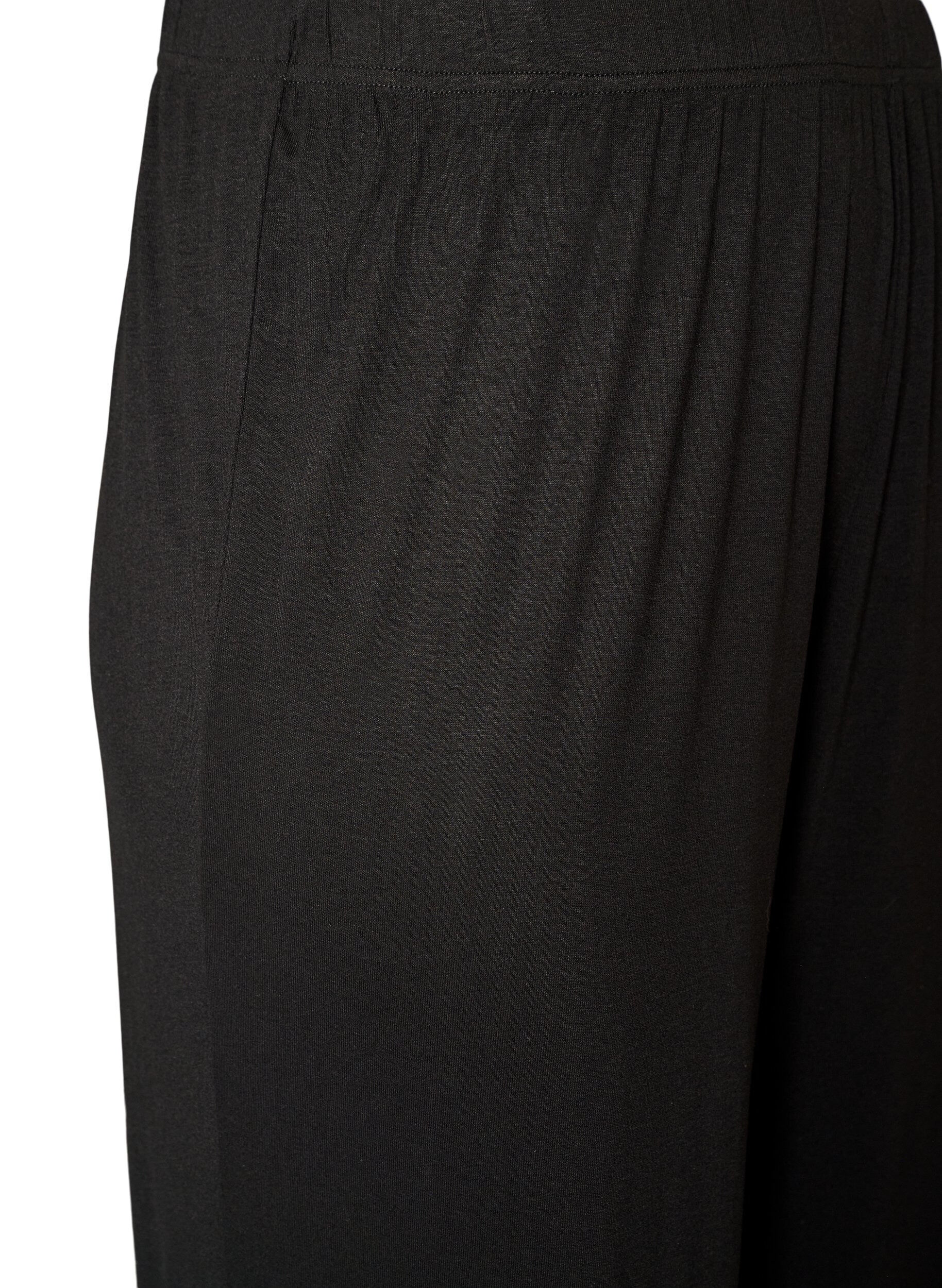 ZizziL&oslash;se pyjamasbukser i viskose med elastisk midje, Svart, Packshot image number 2