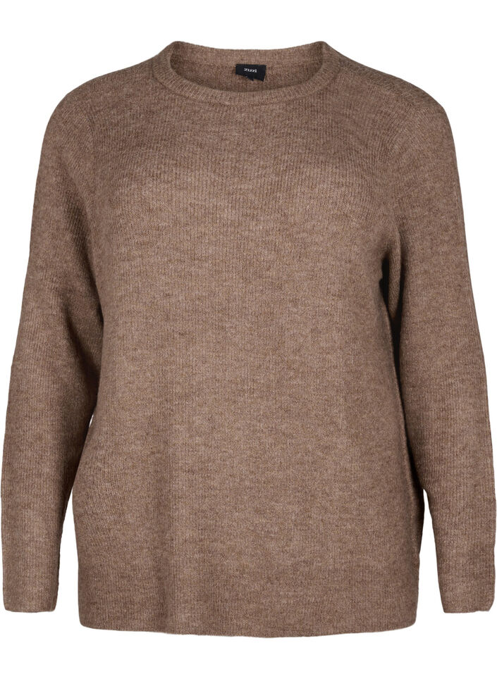 Melert genser med rund hals	, Caribou Mel., Packshot