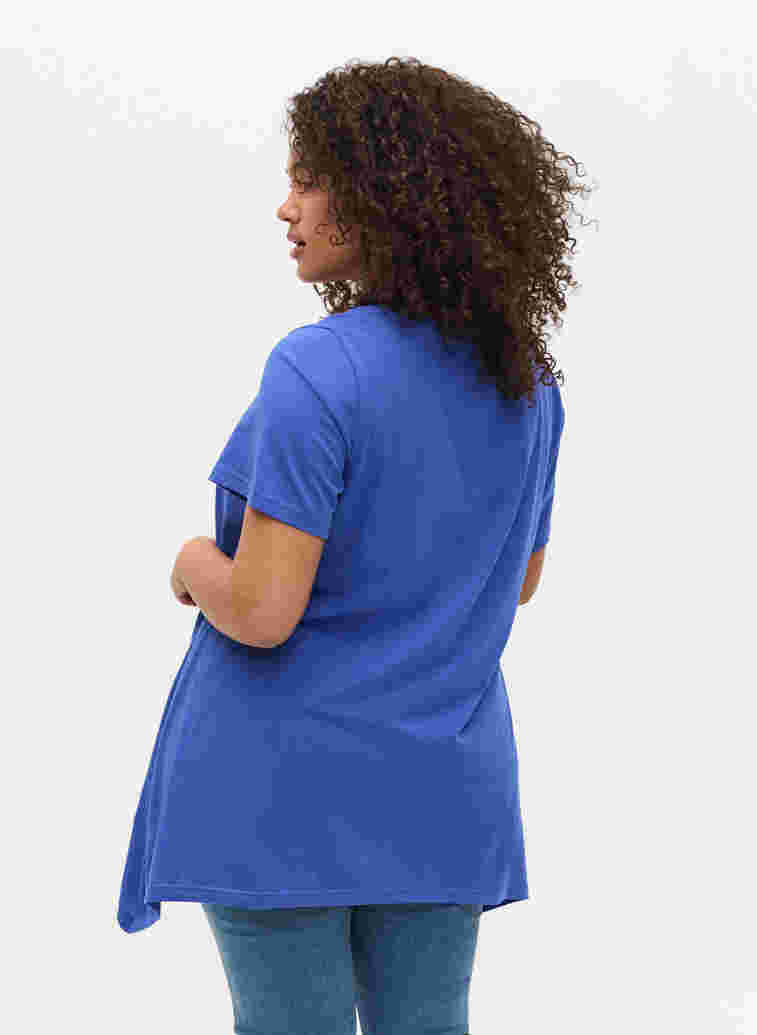 T-skjorte i bomull med A-form, Dazzling Blue HELLO , Model image number 1
