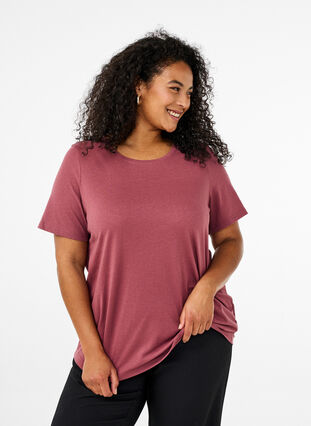 Zizzi FLASH - T-skjorte med motiv, Brun, Model image number 2