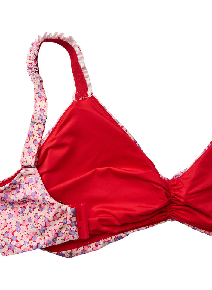 Blomstret bikinioverdel med avtakbar polstring, Rosa, Packshot image number 3