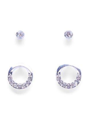 2 stk. øreringer, Silver, Packshot image number 0