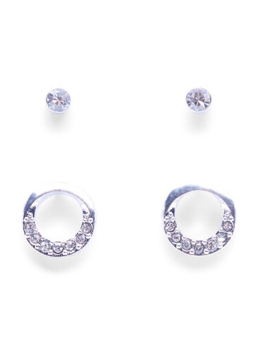 2 stk. øreringer, Silver, Packshot image number 0