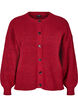 Ribbestrikket cardigan med knapper, R&oslash;d, Packshot image number 0