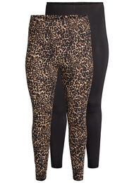 2-pack lange leggings med regular midje, Svart