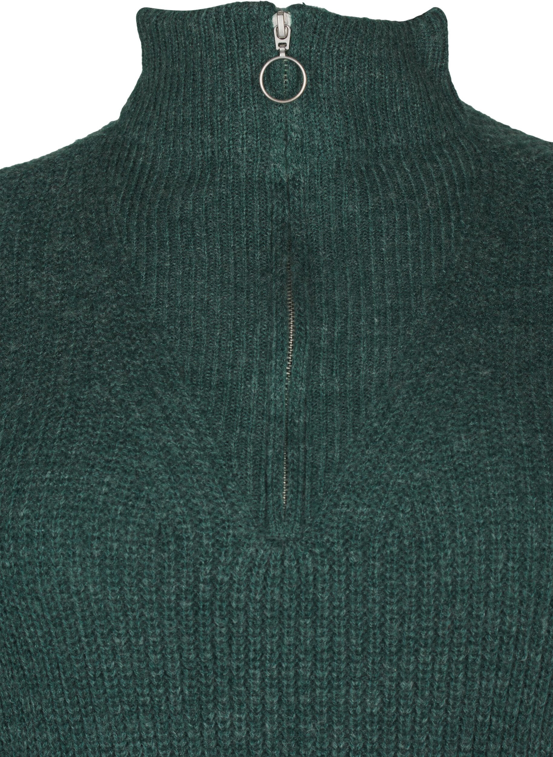 Zizzi FLASH - Strikket kjole med h&oslash;y hals, Sea Moss Mel., Packshot image number 2