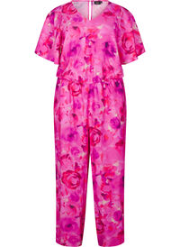 Blomstret jumpsuit med flaggermusermer, Pink Rose AOP Blomstret jumpsuit med flaggermusermer